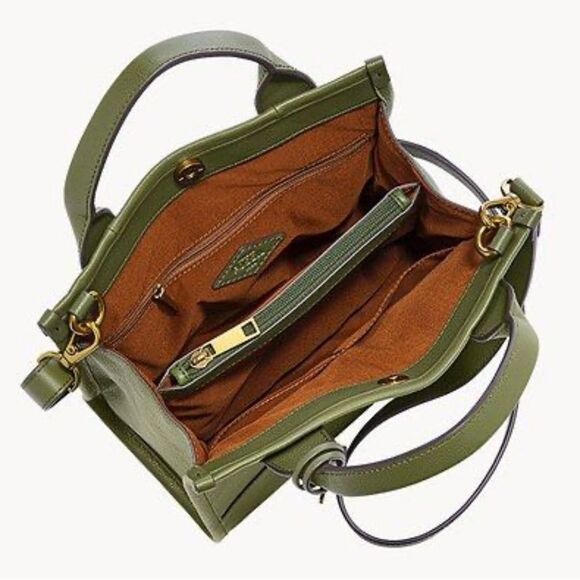 FOSSIL Kyler Tote Olive Green Leather Crossbody/Handbag in EUC. - Picture 5 of 8